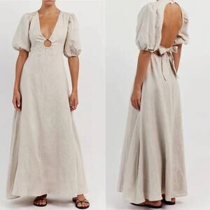 Dissh Petch Natural Ring Front Backless Maxi Long Dress Tan Beige 12 Minimalist